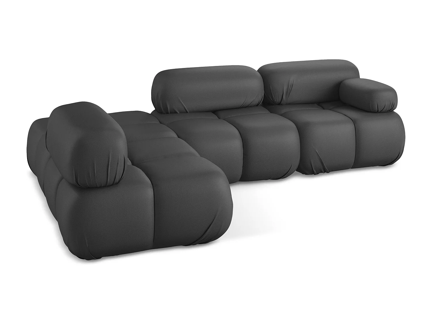 Sofá de canto modular esquerdo 3 lugares em couro sintético cinza - LOKUA