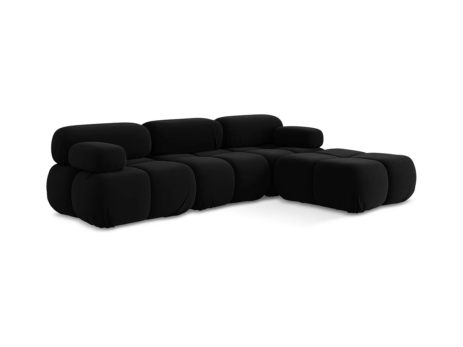 Modulares Ecksofa Beidseitig - Reversibel - Samt - Schwarz - LOKUA