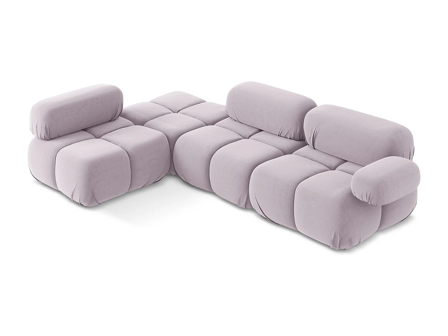 3-Sitzer Modulares Ecksofa - Ecke Links - Samt - Lavendel - LOKUA