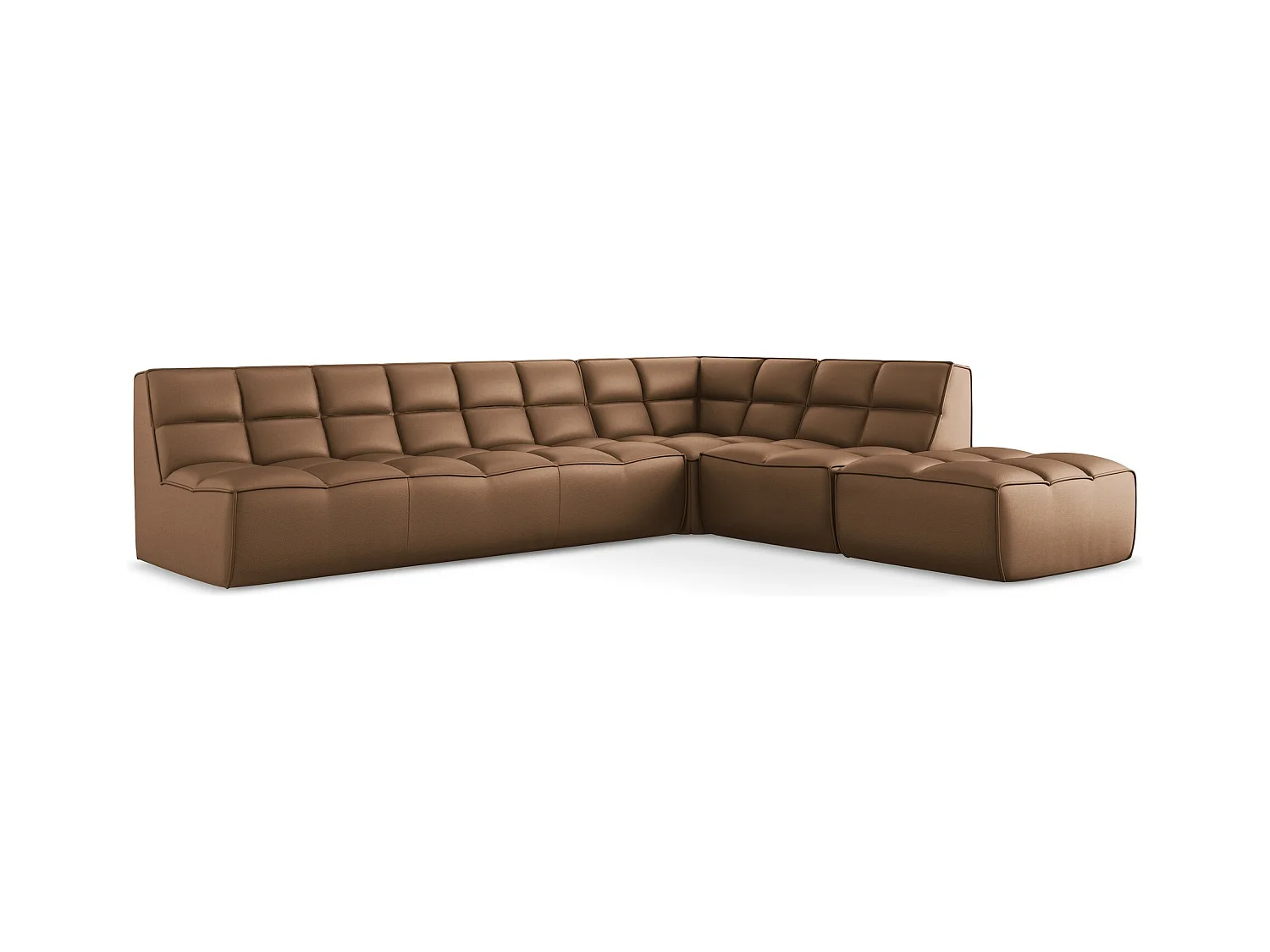 Canapé d'angle modulaire L reversible en Cuir artificiel - chocolat - KALAI