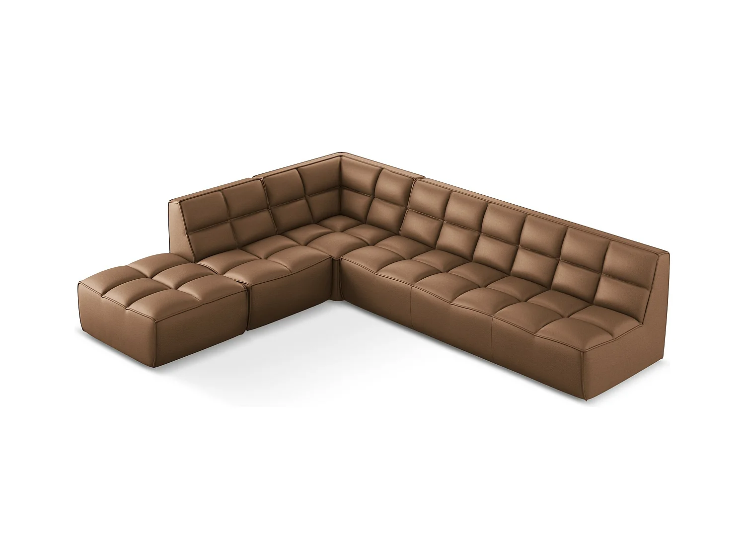 Canapé d'angle modulaire L reversible en Cuir artificiel - chocolat - KALAI