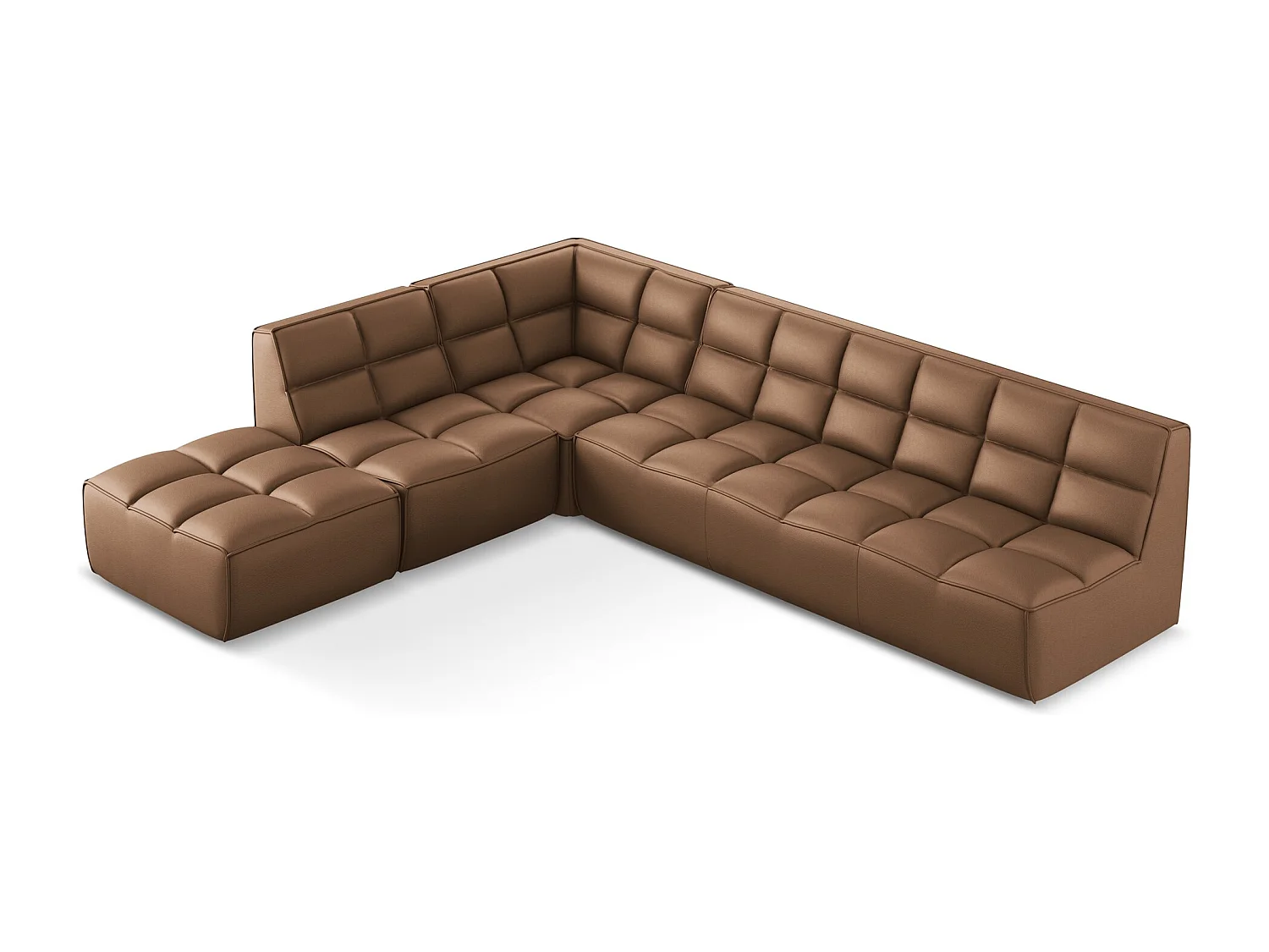 Canapé d'angle modulaire L reversible en Cuir artificiel - chocolat - KALAI