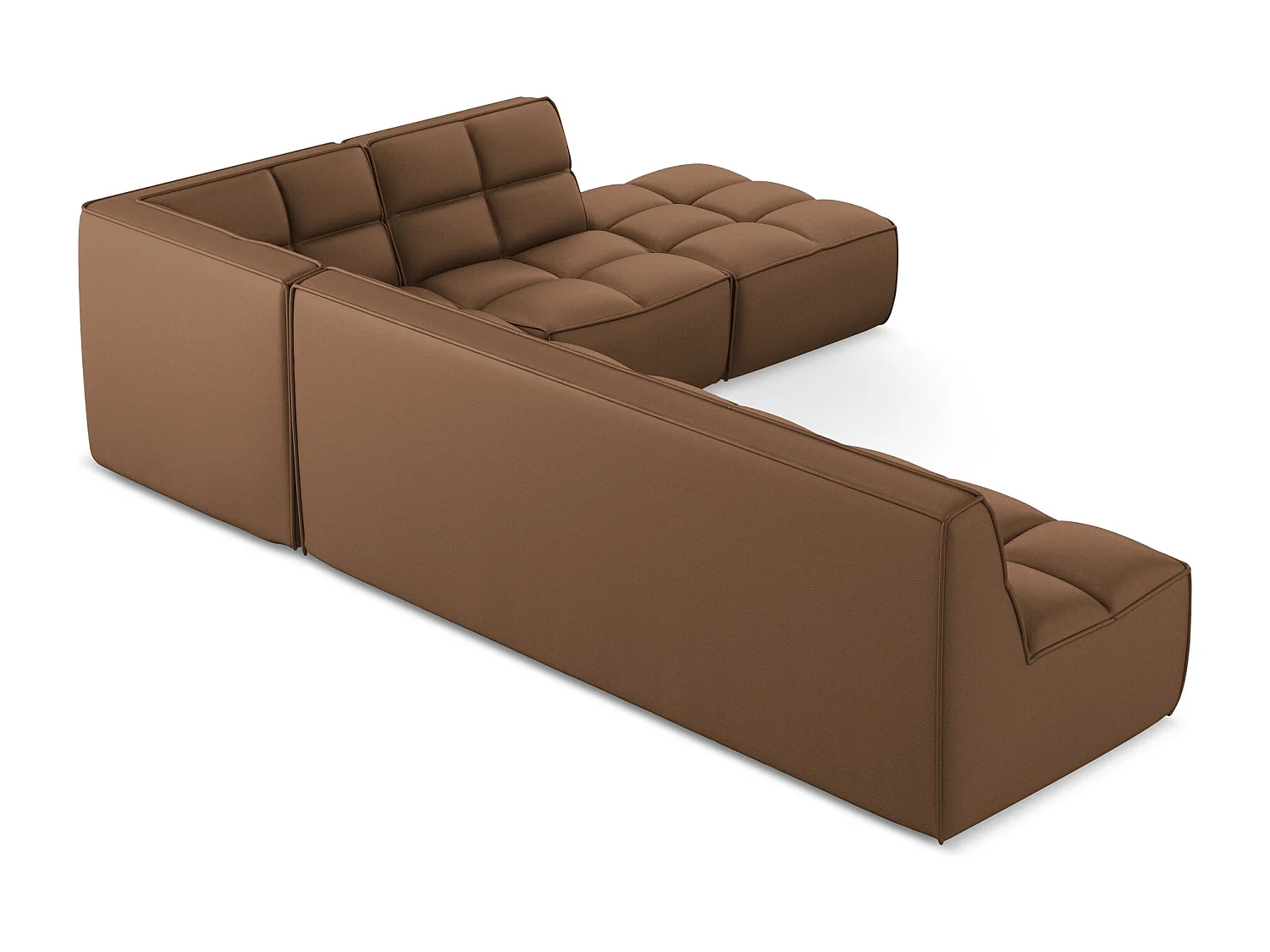 Canapé d'angle modulaire L reversible en Cuir artificiel - chocolat - KALAI