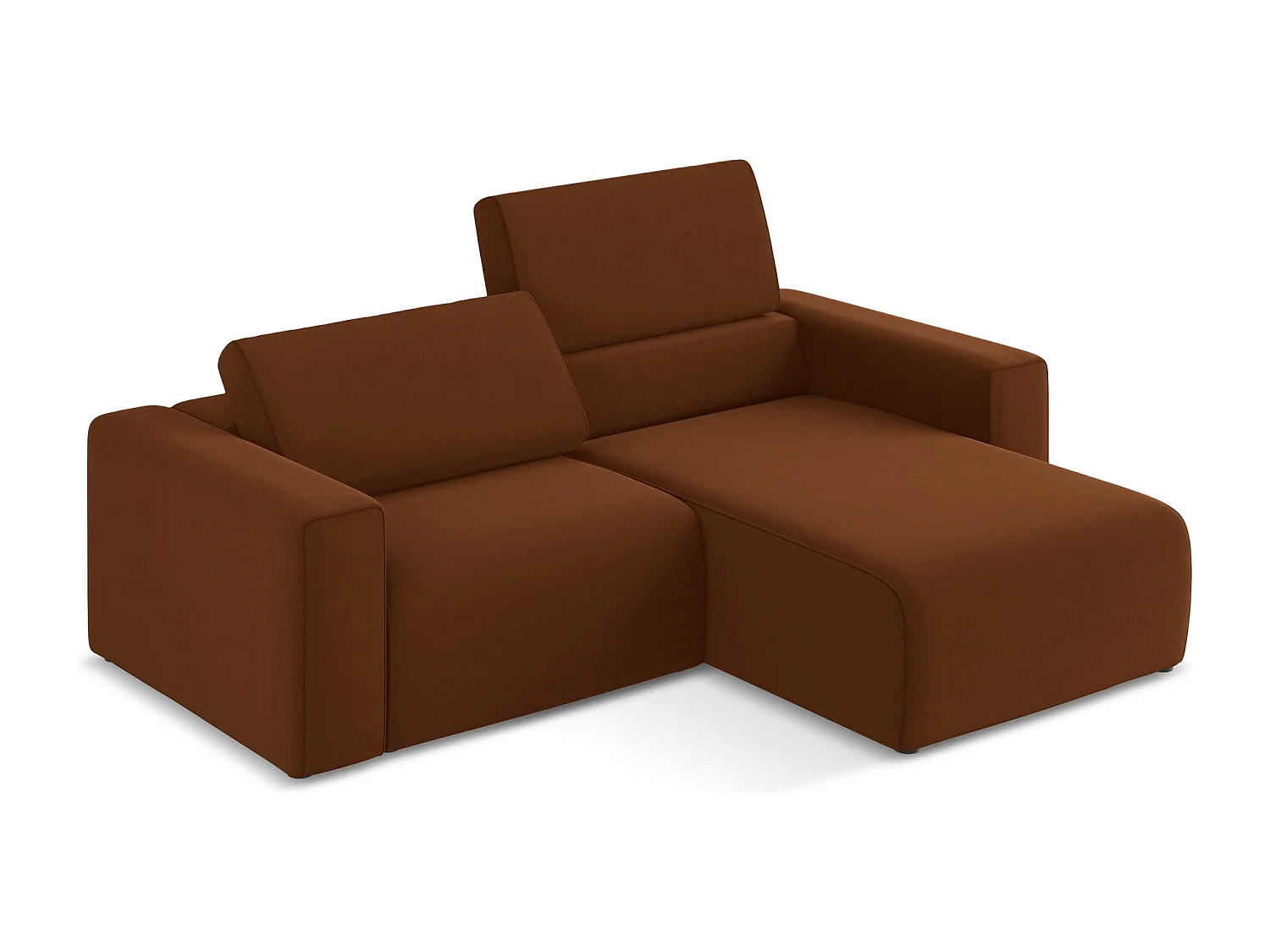 Modulaire hoekbank rechts van terracotta velours - KALEA