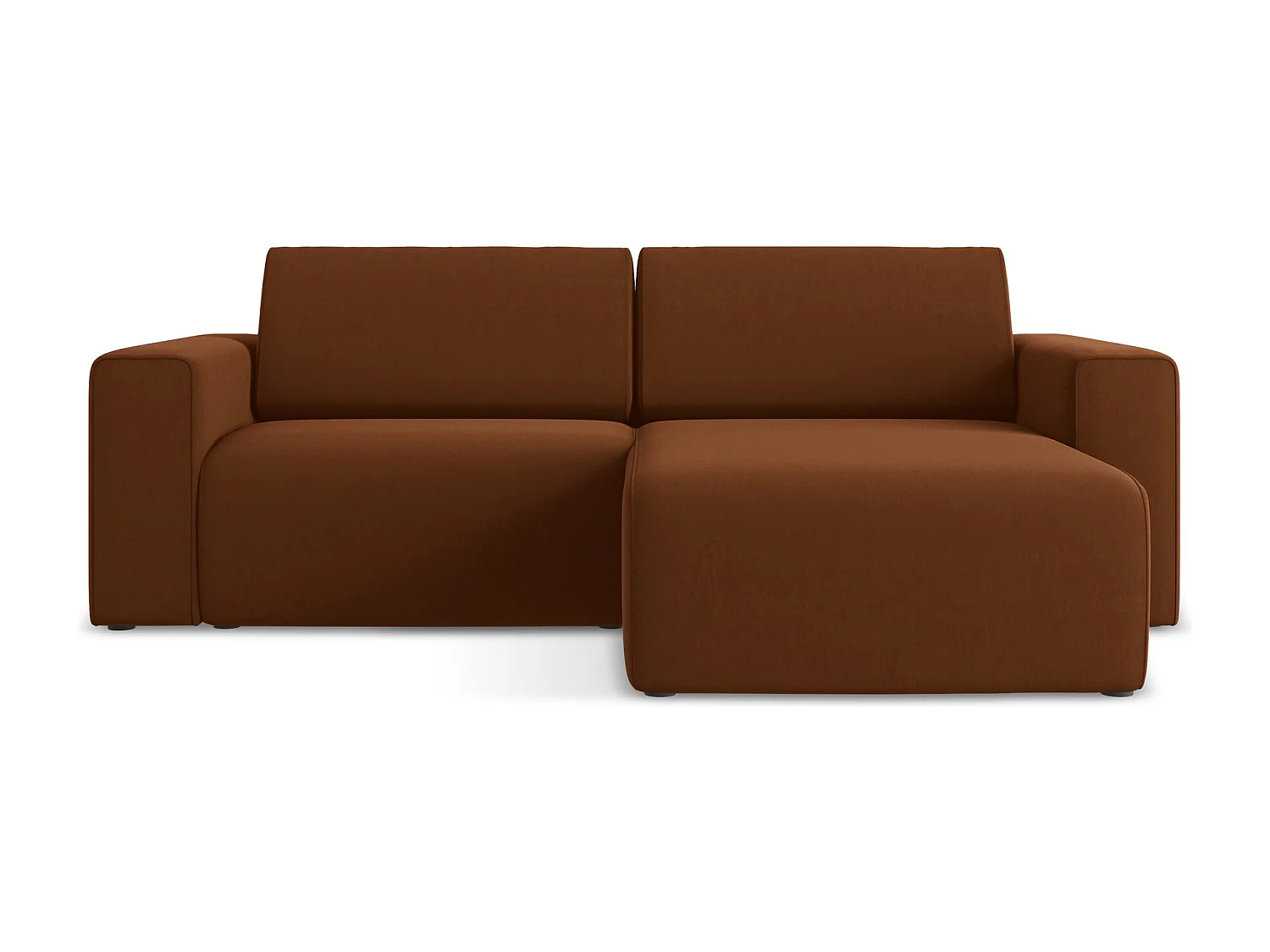 Modulaire hoekbank rechts van terracotta velours - KALEA