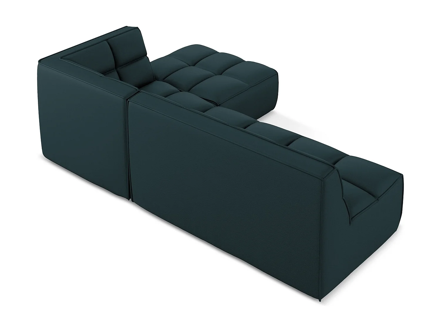 Sofá de canto modular reversível 3 lugares em couro sintético marinho - KALAI