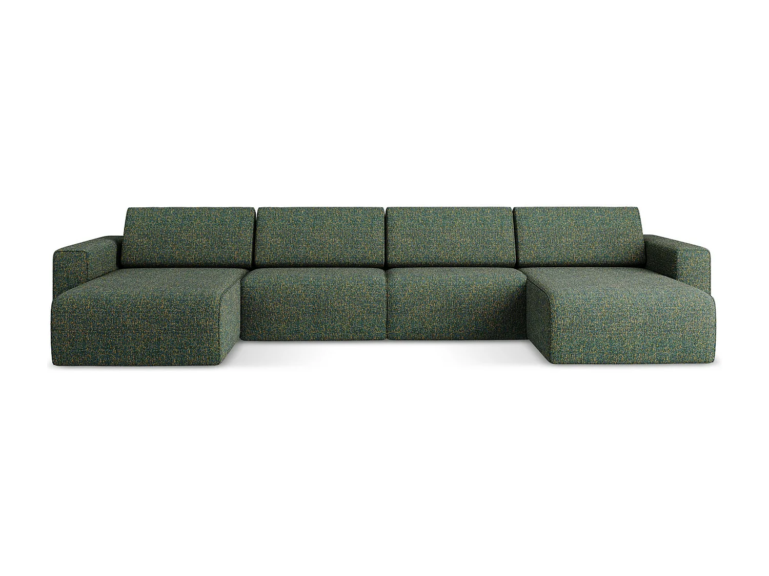 Sofa modułowa panoramiczna - z tkaniny strukturalnej - zielony - KALEA