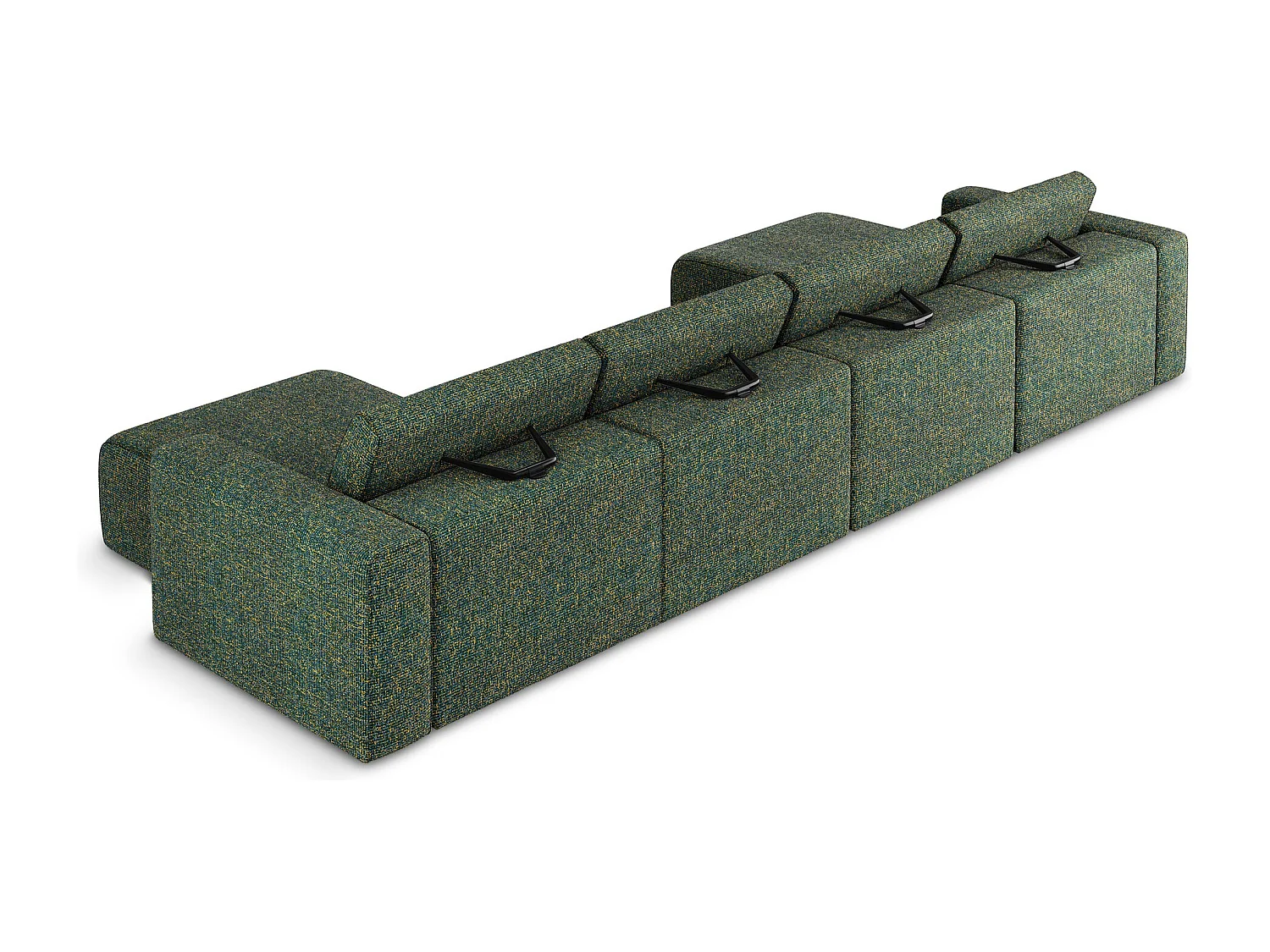 Sofa modułowa panoramiczna - z tkaniny strukturalnej - zielony - KALEA