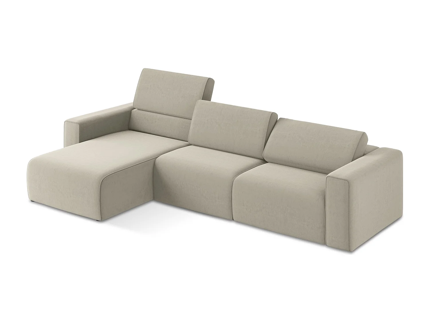 Modulares Ecks Sofa M links - Links - Samt - Perle - KALEA