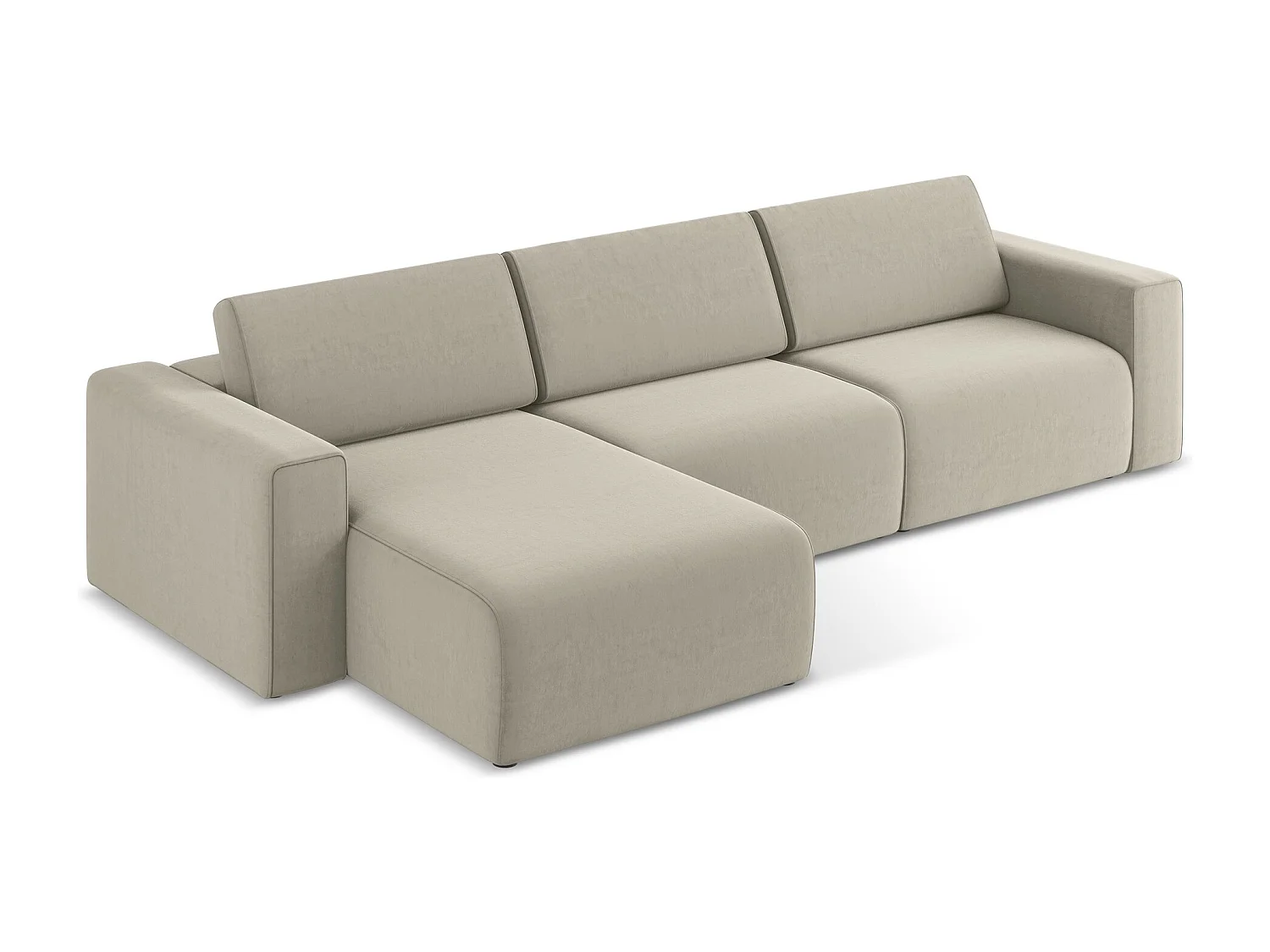 Modulaire hoekbank M links van parel velours - KALEA