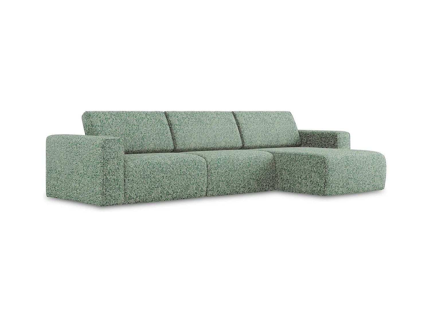 Modulares Ecks Sofa M rechts - Rechts - Strukturstoff - Hellgrün - KALEA