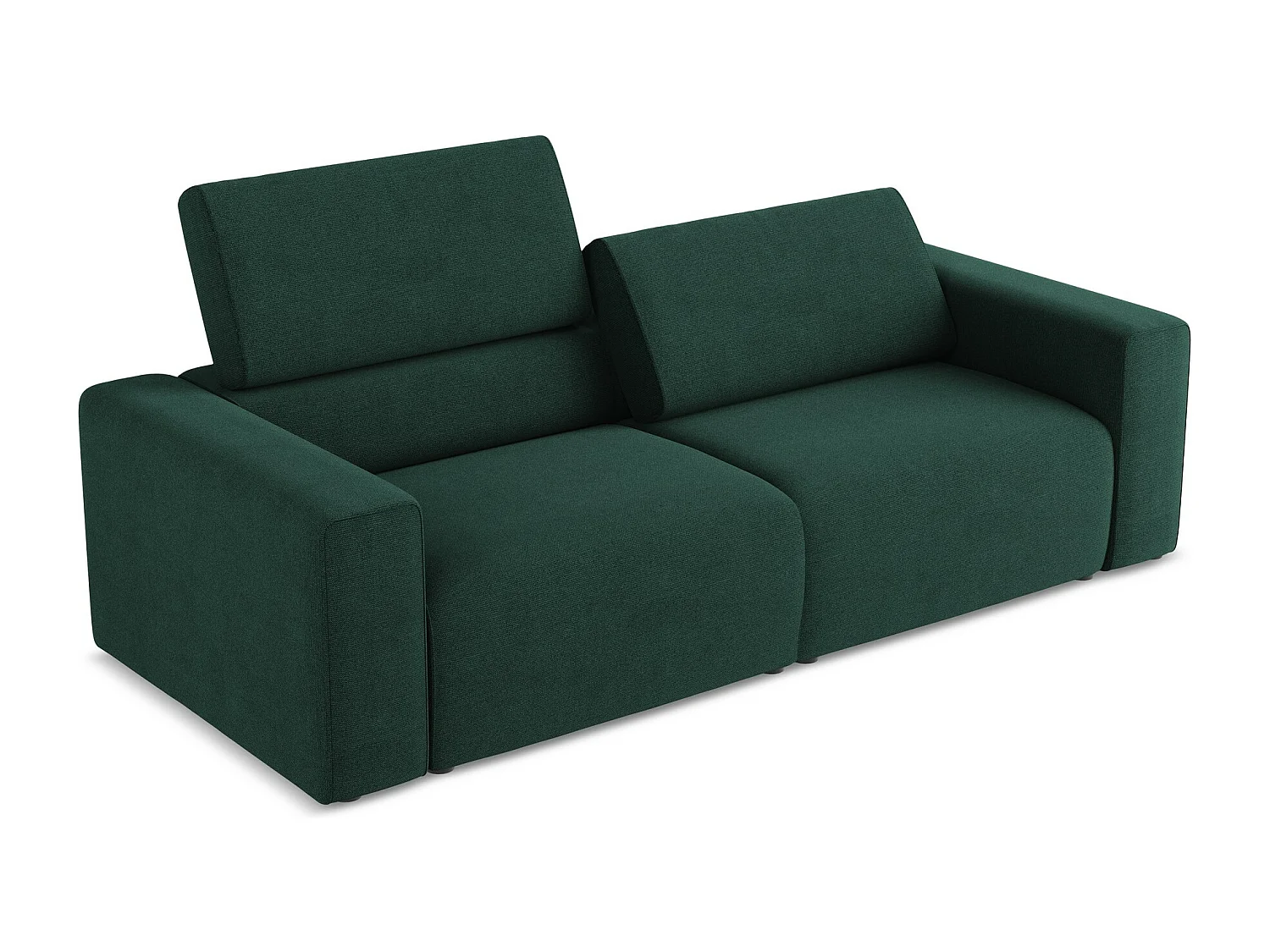 Driezits modulaire bank van flessengroen textuurstof - KALEA