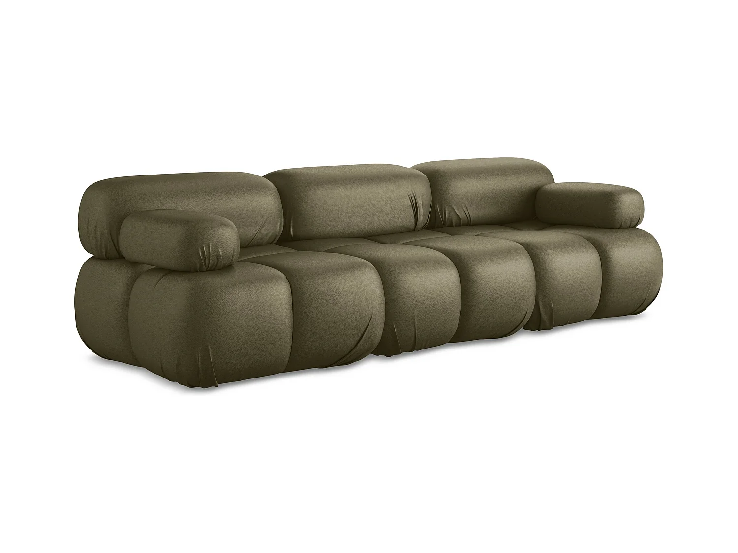 Canapé modulable 3 places en Cuir artificiel - olive - LOKUA