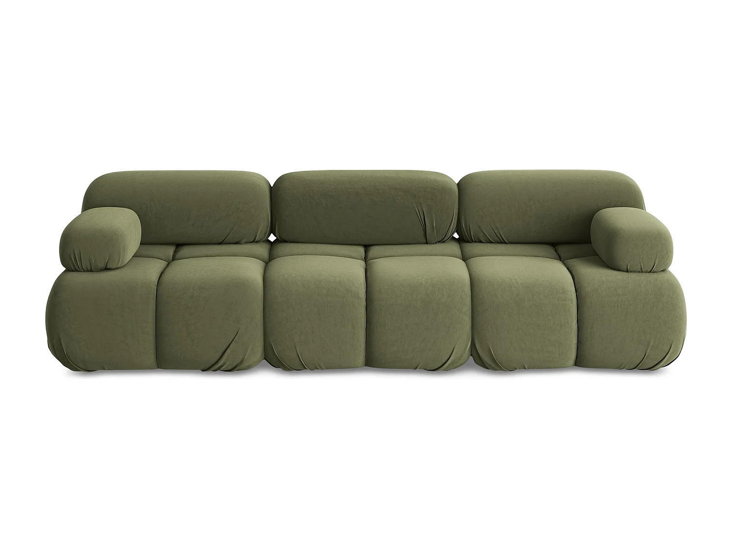 Modulares 3-Sitzer Sofa - - Samt - Olive - LOKUA