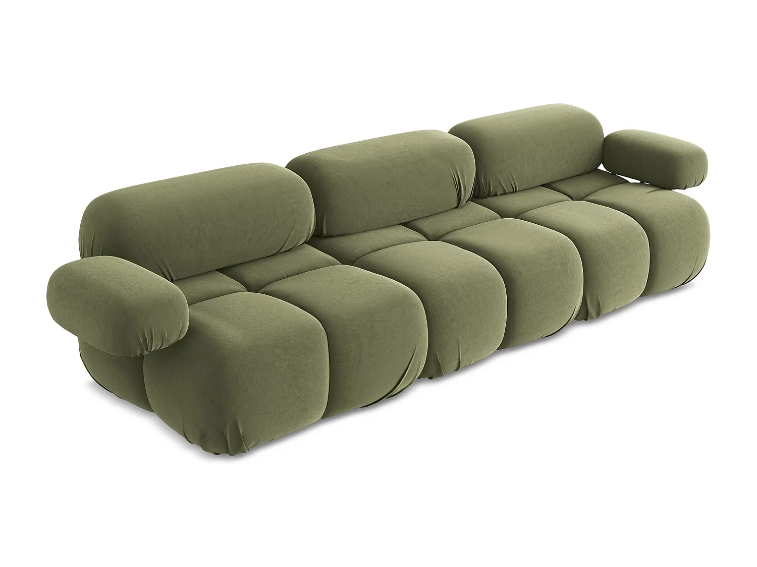 Modulares 3-Sitzer Sofa - - Samt - Olive - LOKUA