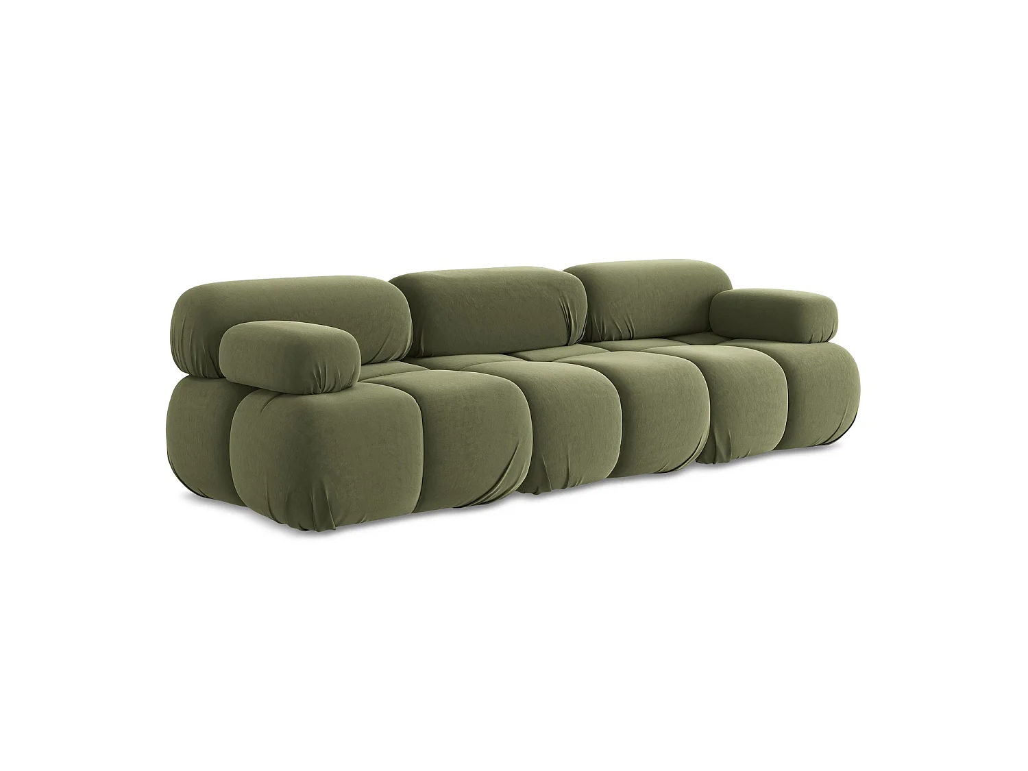 Modulares 3-Sitzer Sofa - - Samt - Olive - SANREMO