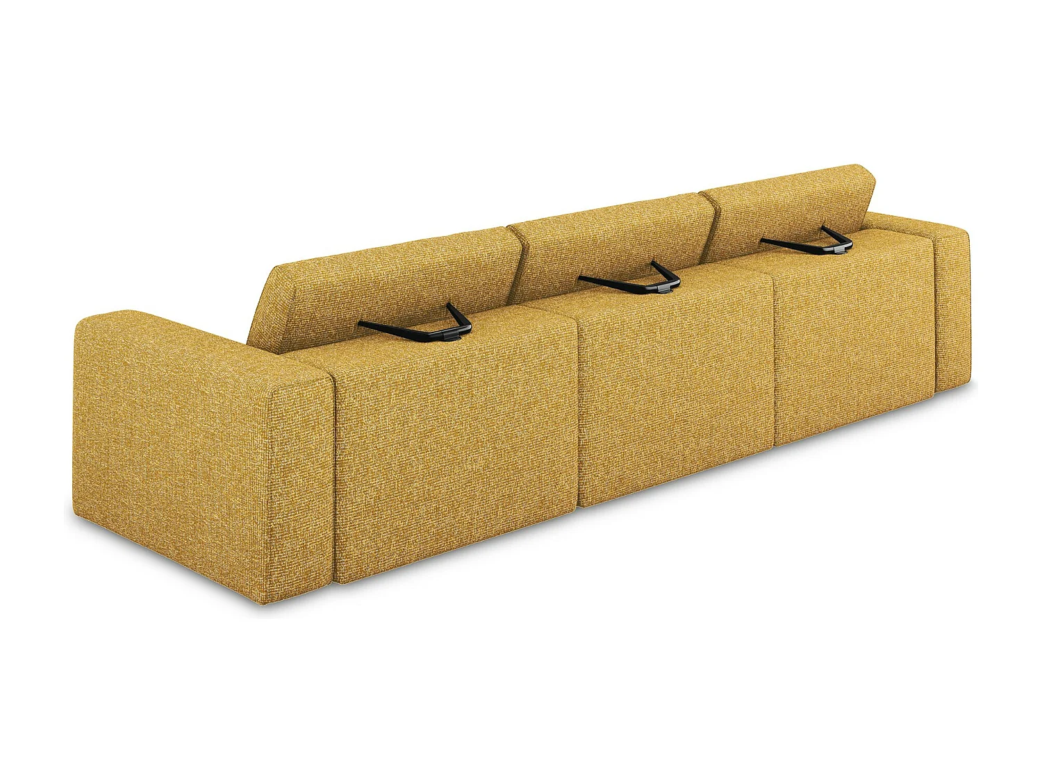 Canapé modulable 4 places en Strukturstoff - moutarde - KALEA