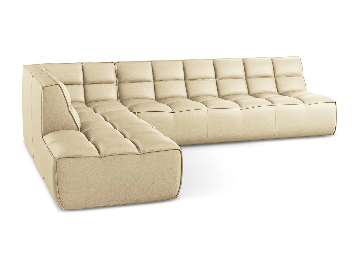 Modulaire hoekbank rechts van beige kunstleer - KALAI