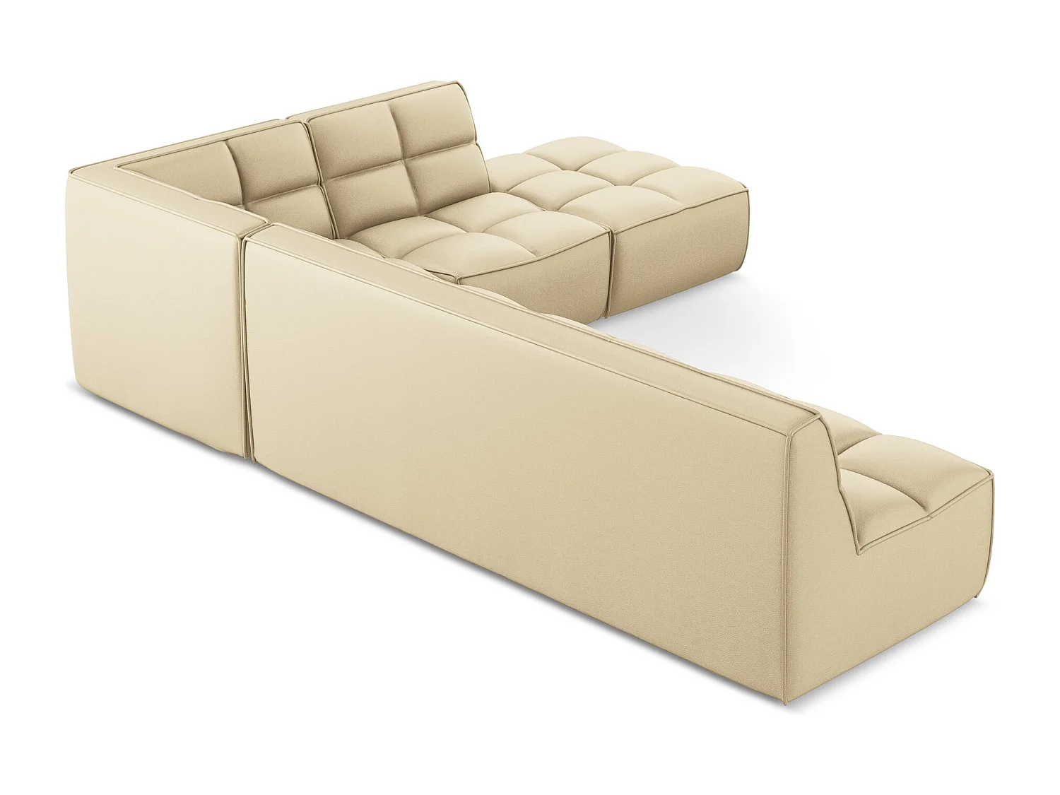 Modulaire hoekbank rechts van beige kunstleer - KALAI