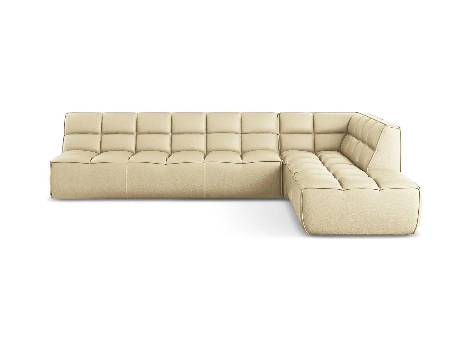 Modulaire hoekbank rechts van beige kunstleer - KALAI