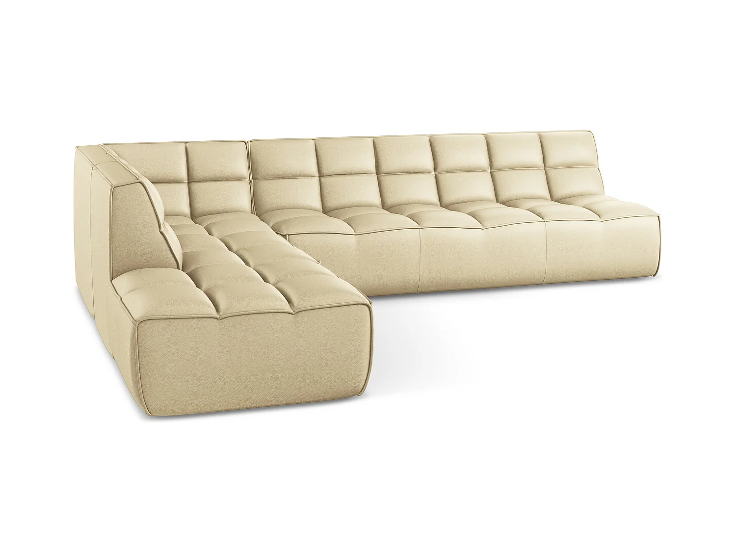 Modulaire hoekbank rechts van beige kunstleer - KALAI