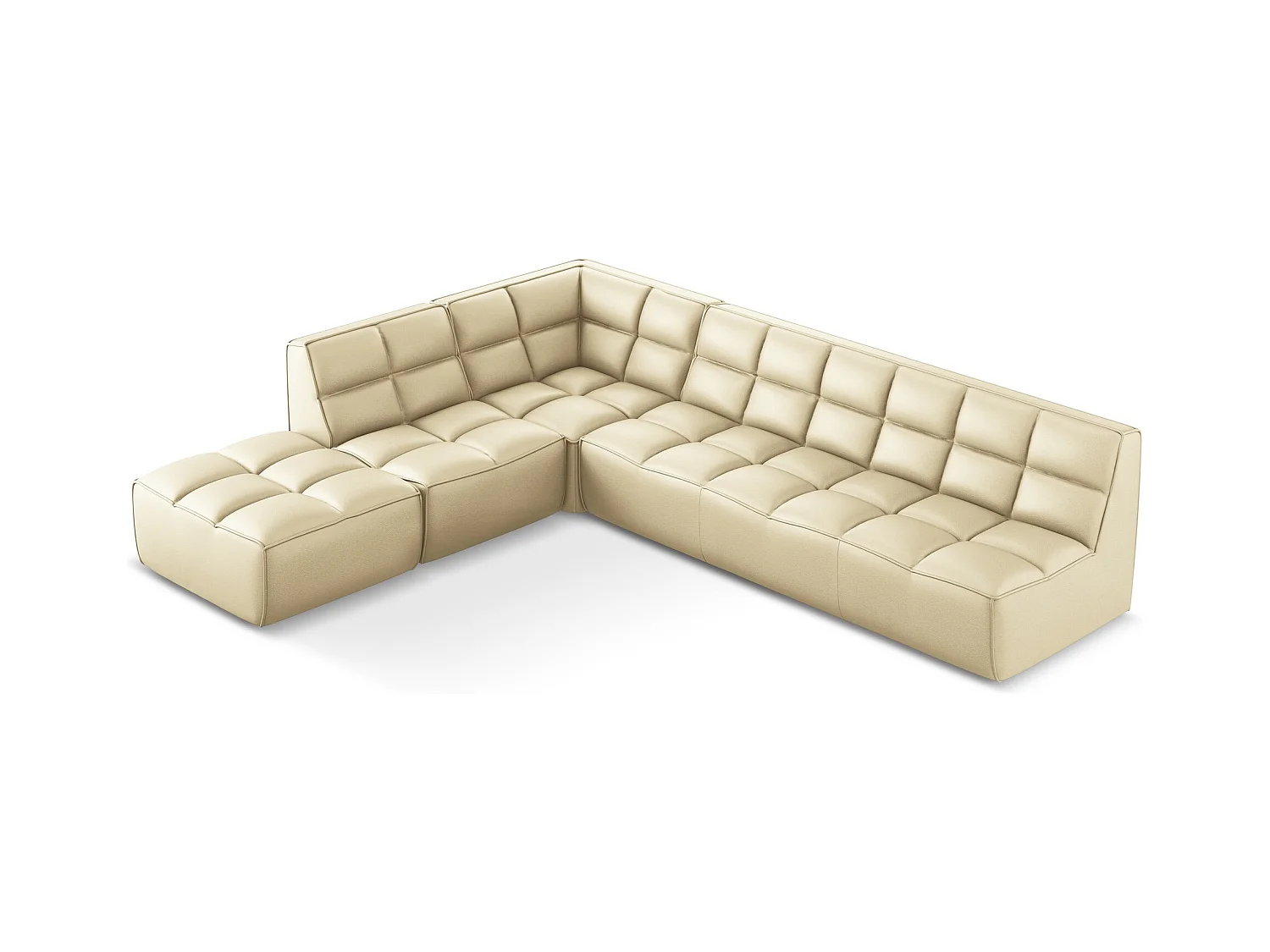 Modulaire hoekbank rechts van beige kunstleer - KALAI