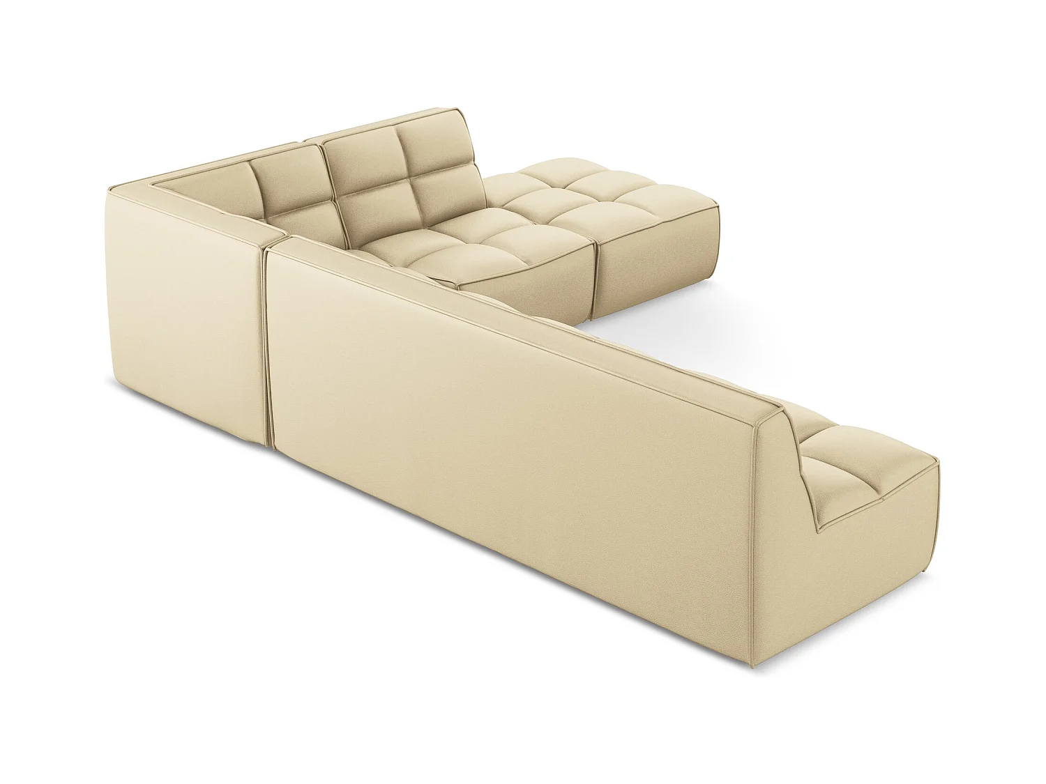 Modulaire hoekbank rechts van beige kunstleer - KALAI