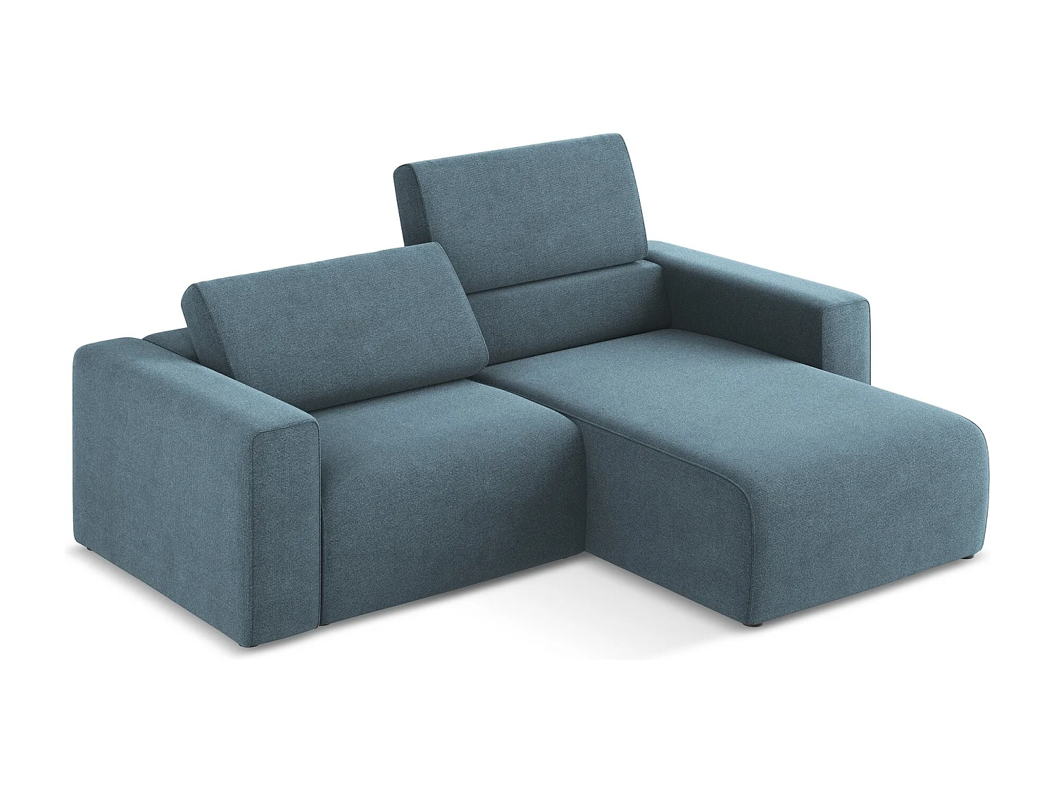 Canapé modulable d’angle S droit en Strukturstoff - bleu clair - KALEA