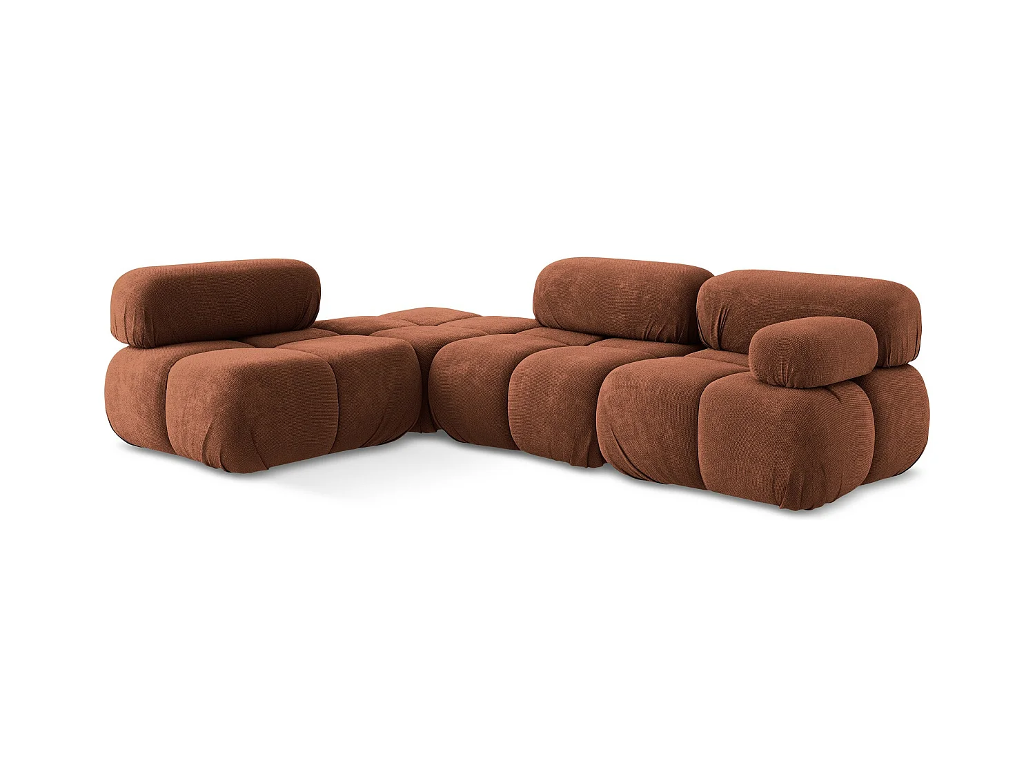 Canapé d'angle modulaire gauche en Chenille - terre cuite - LOKUA