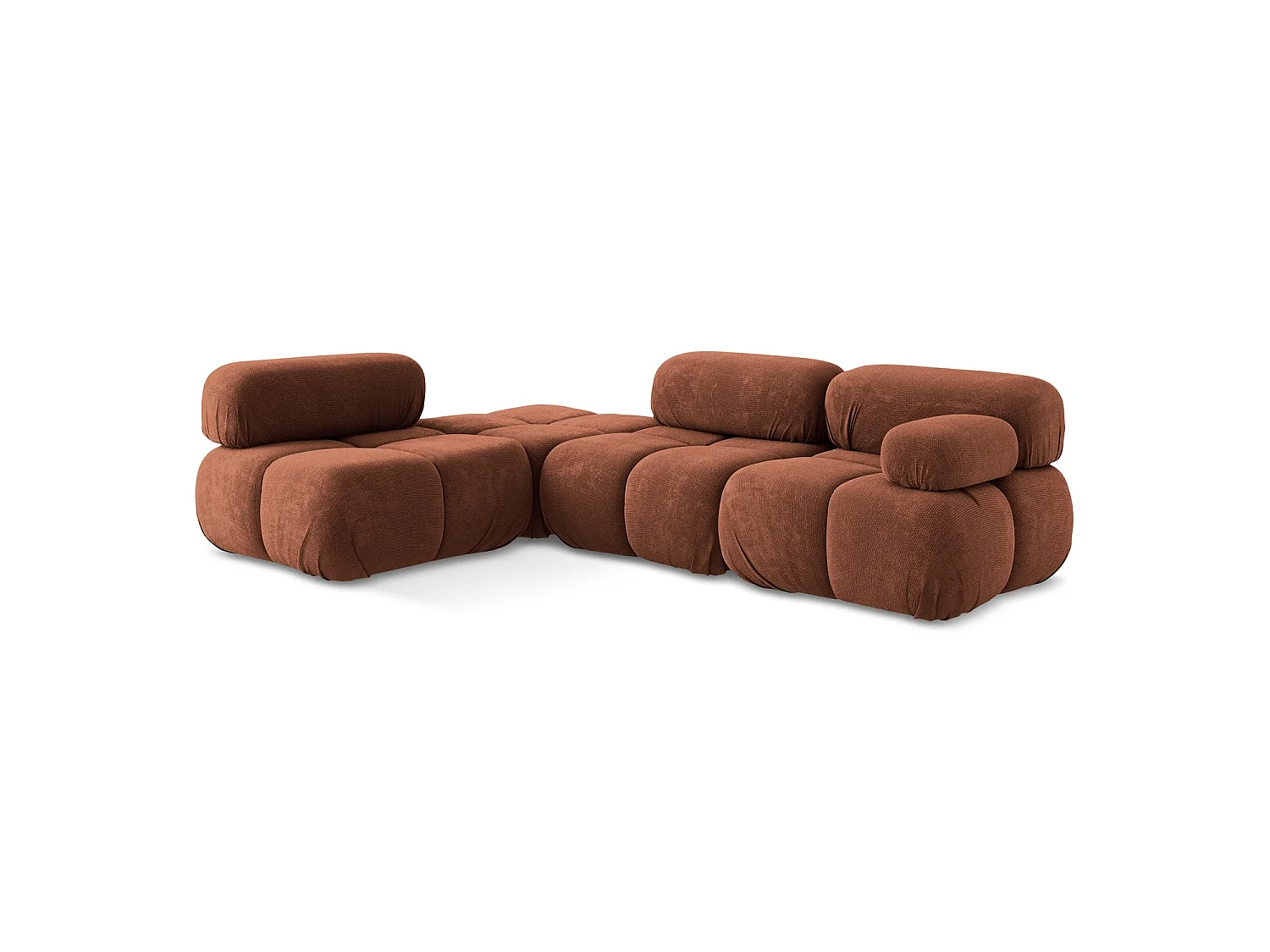 Modulaire hoekbank links van terracotta chenille stof - SANREMO