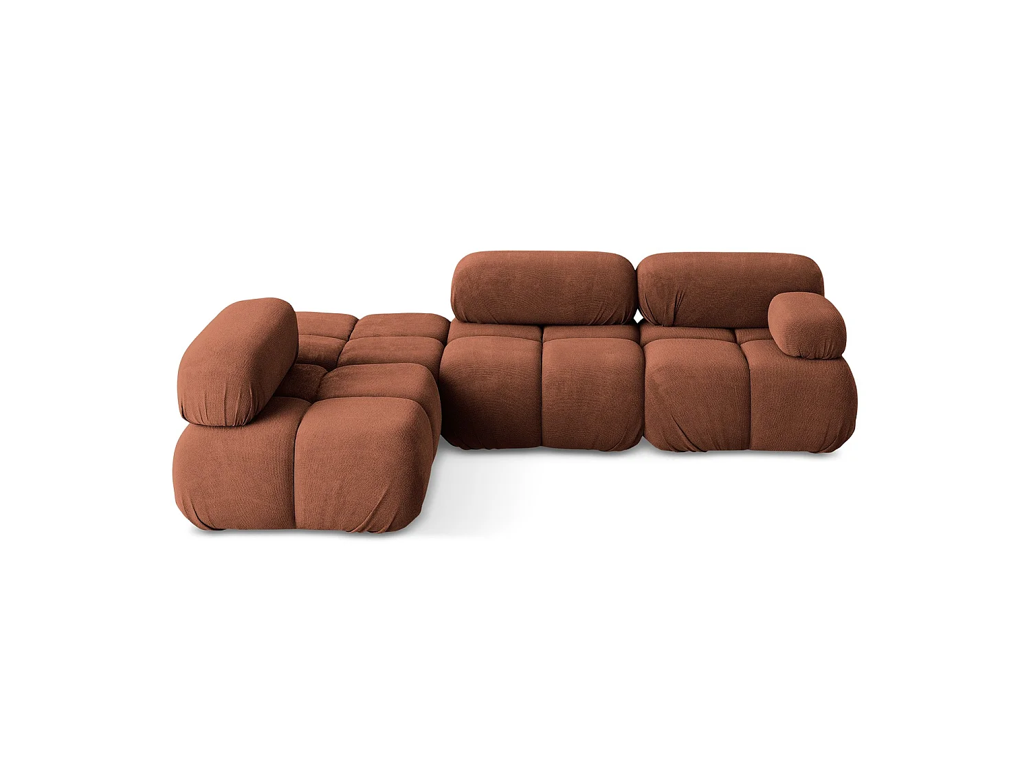 Modulaire hoekbank links van terracotta chenille stof - SANREMO