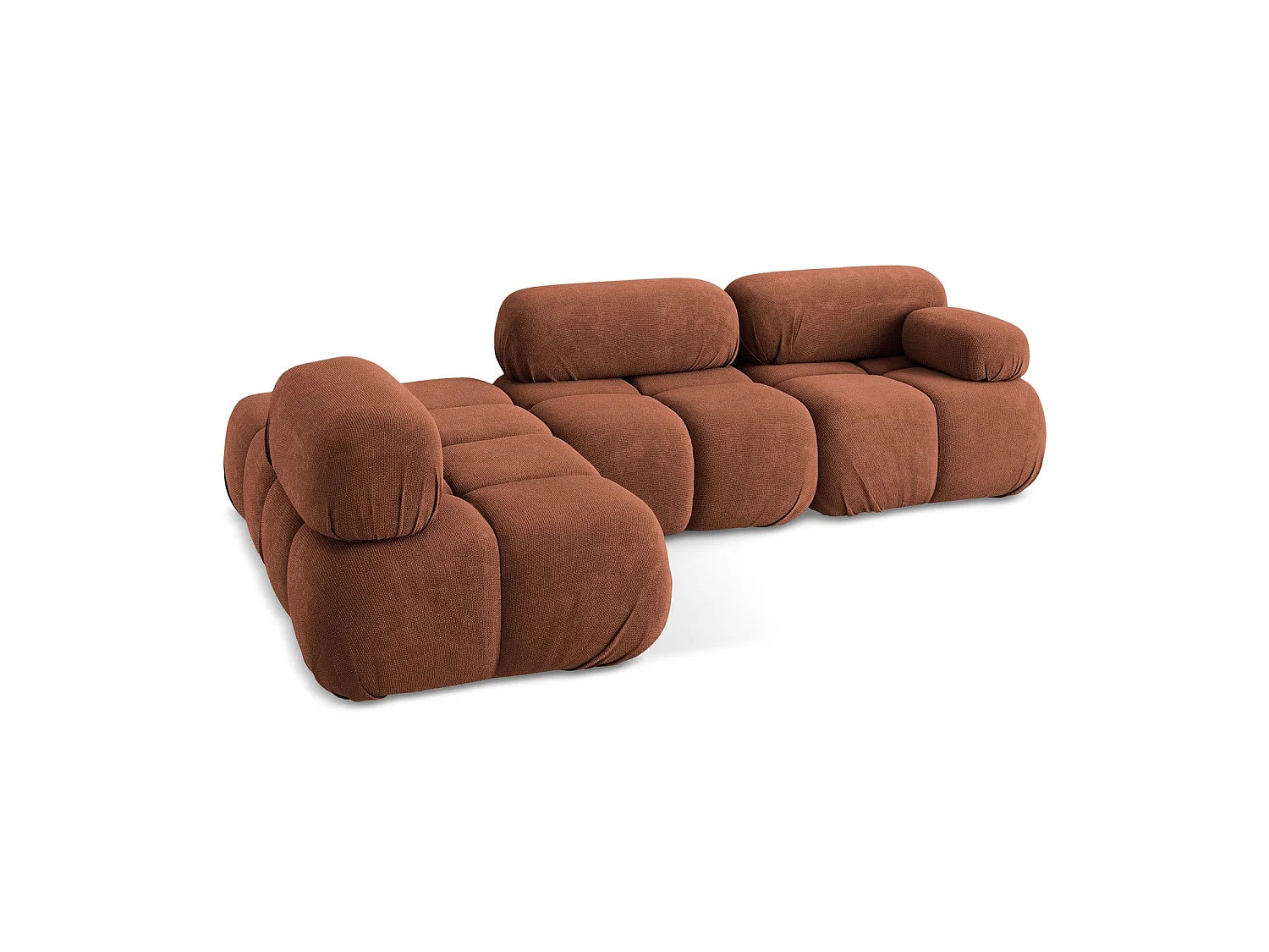 Modulaire hoekbank links van terracotta chenille stof - SANREMO