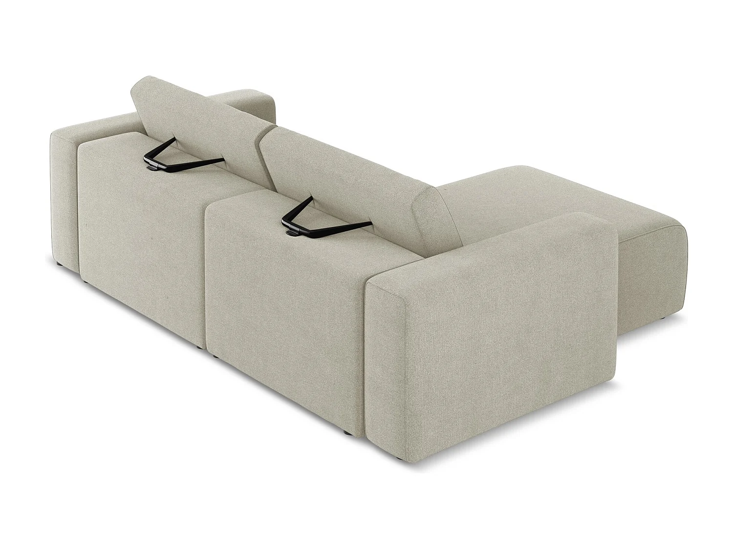 Modulaire hoekbank links van lichtbeige textuurstof - KALEA