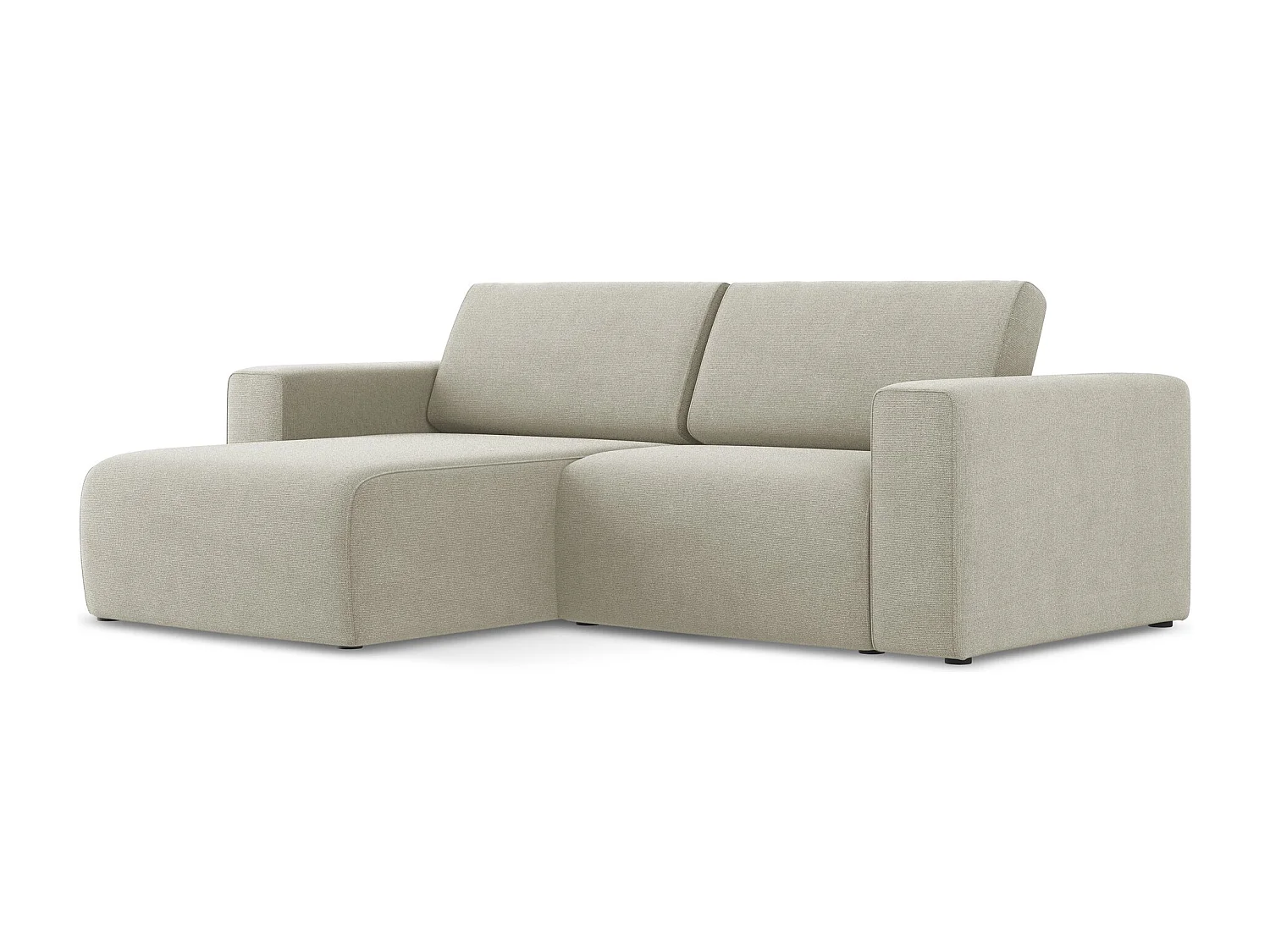 Modulaire hoekbank links van lichtbeige textuurstof - KALEA