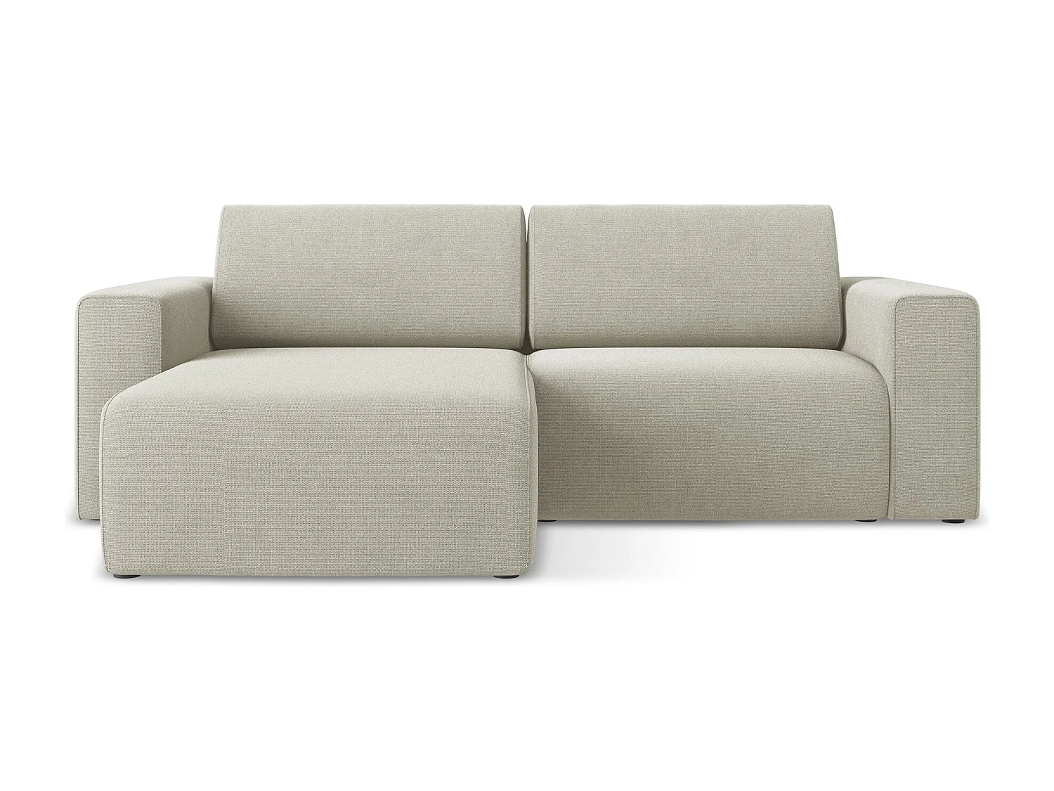 Modulaire hoekbank links van lichtbeige textuurstof - KALEA