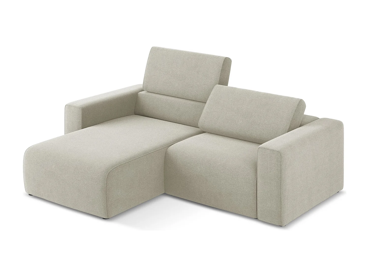 Modulaire hoekbank links van lichtbeige textuurstof - KALEA