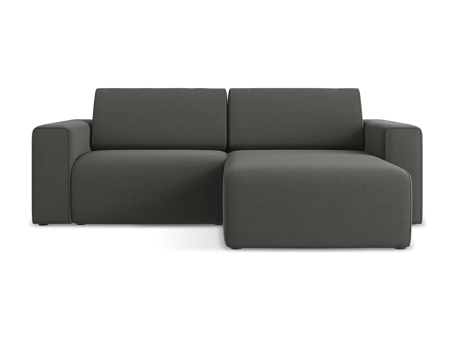 3-Sitzer Modulares Ecksofa - Ecke Rechts - Samt - Stahl - KALEA