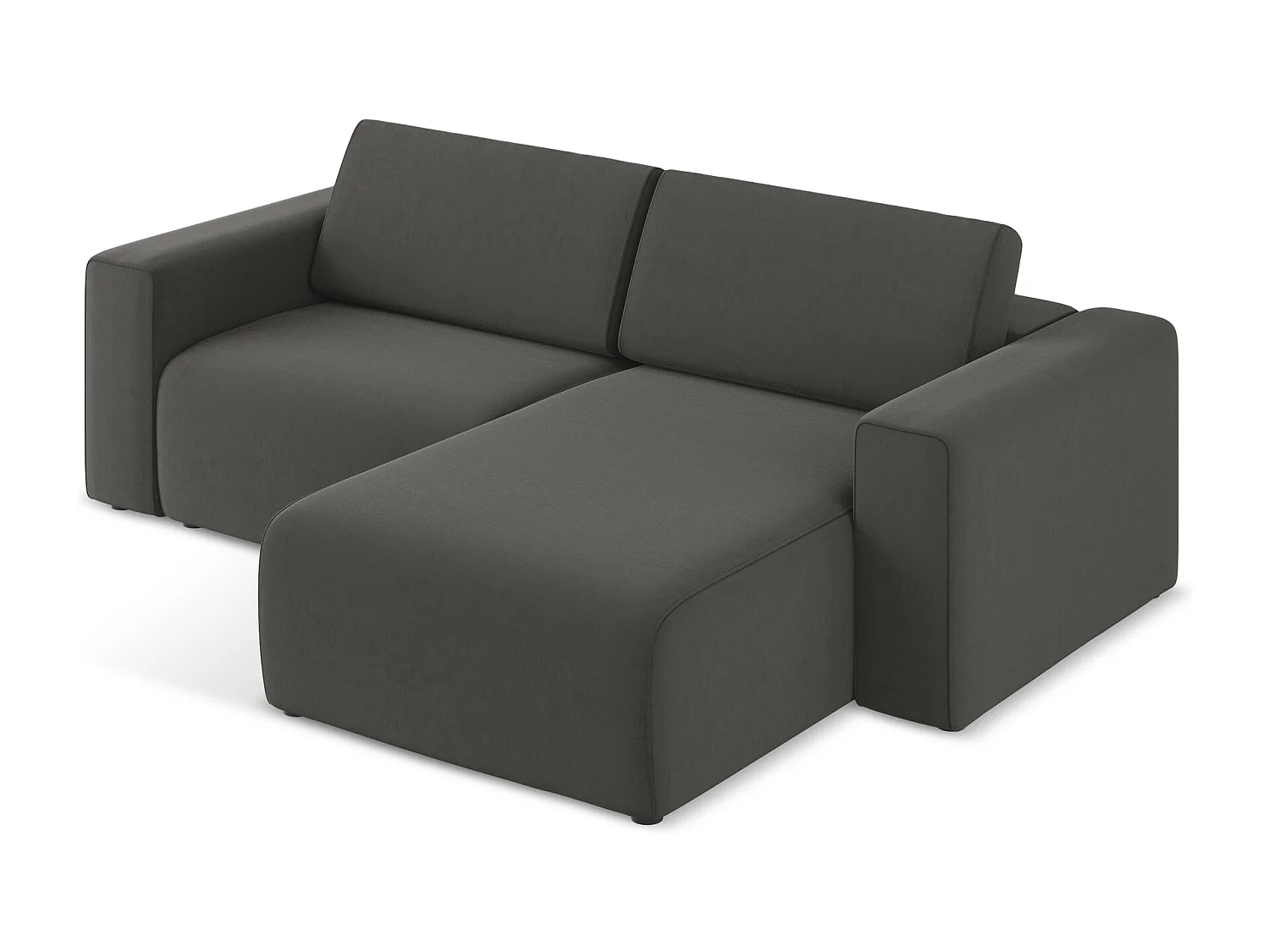 3-Sitzer Modulares Ecksofa - Ecke Rechts - Samt - Stahl - KALEA