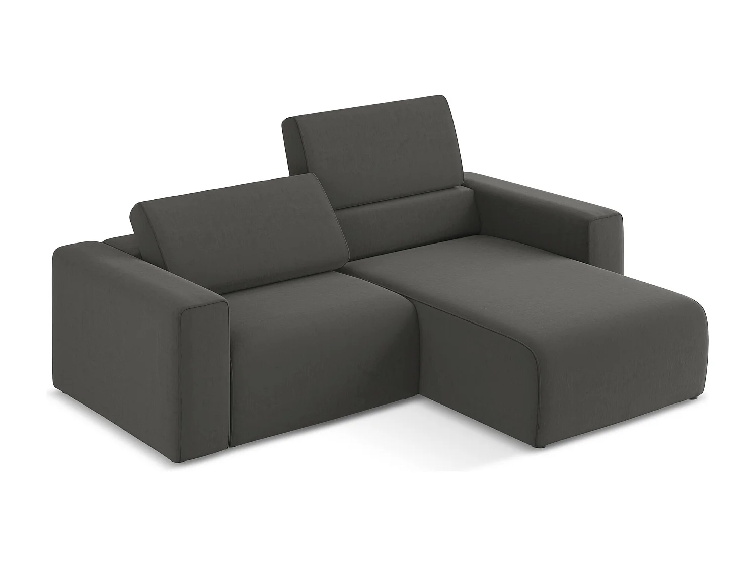 3-Sitzer Modulares Ecksofa - Ecke Rechts - Samt - Stahl - KALEA