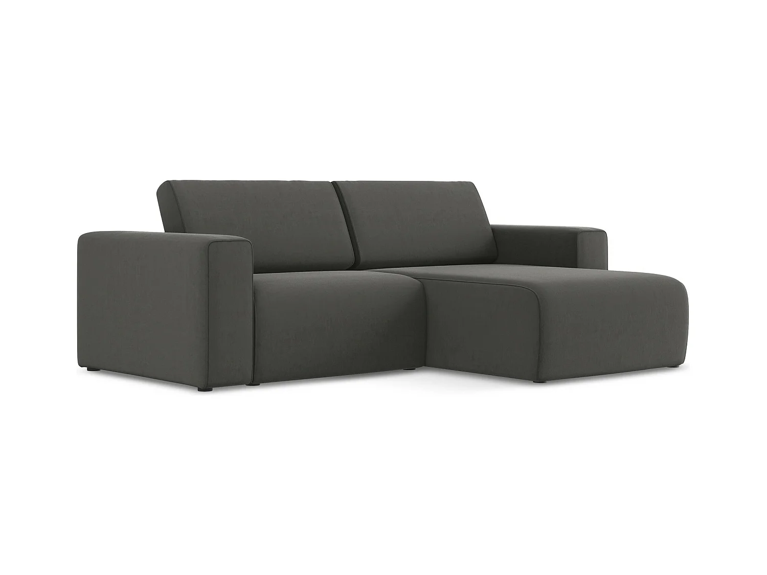 3-Sitzer Modulares Ecksofa - Ecke Rechts - Samt - Stahl - KALEA