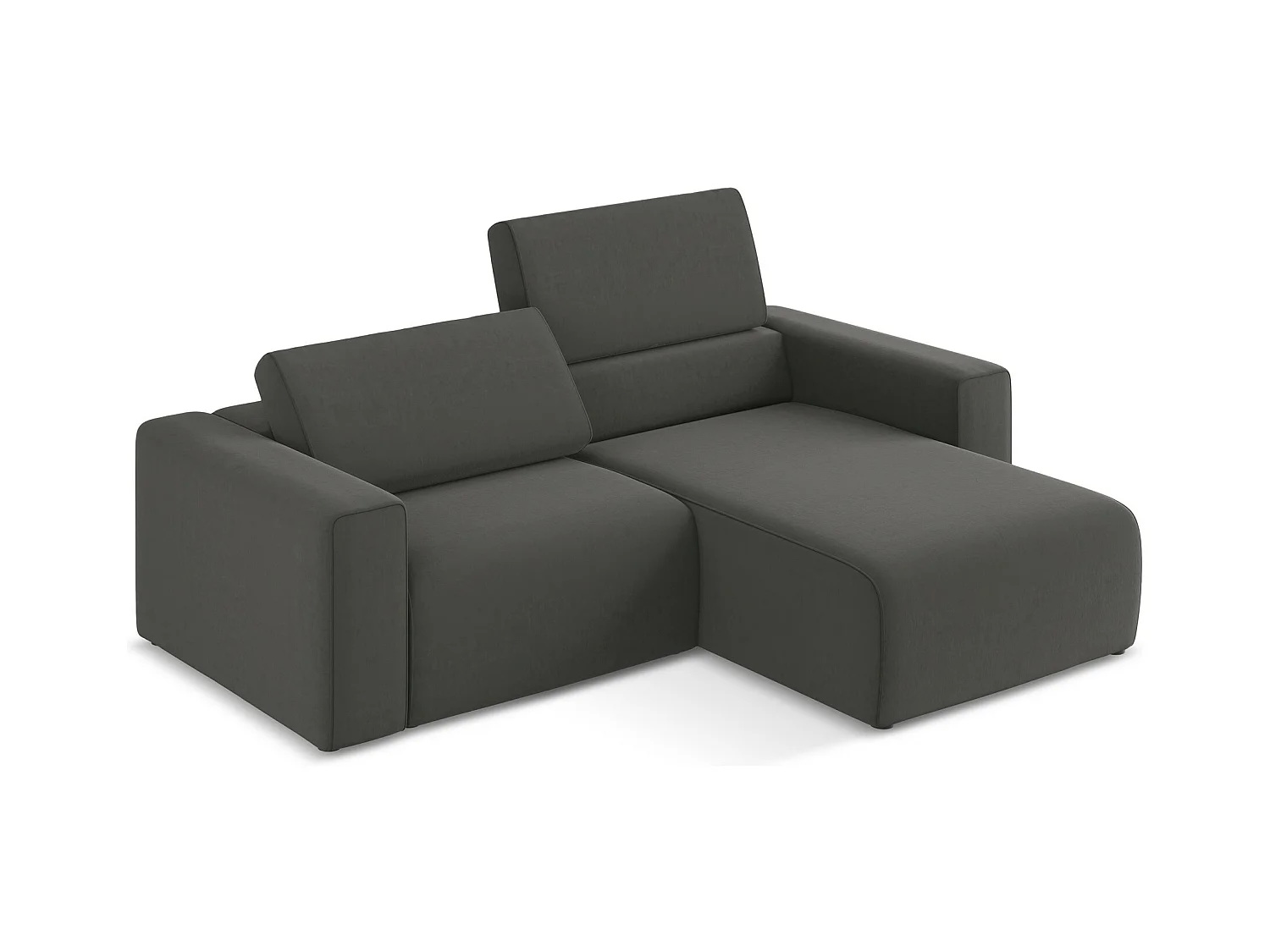Canapé modulable d’angle S droit en Samt - acier - KALEA