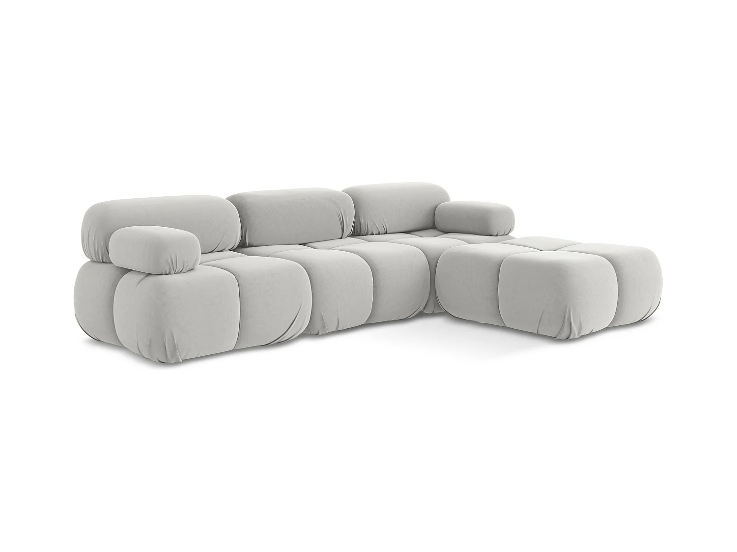 Modulares Ecksofa Beidseitig - Reversibel - Samt - Silber - LOKUA