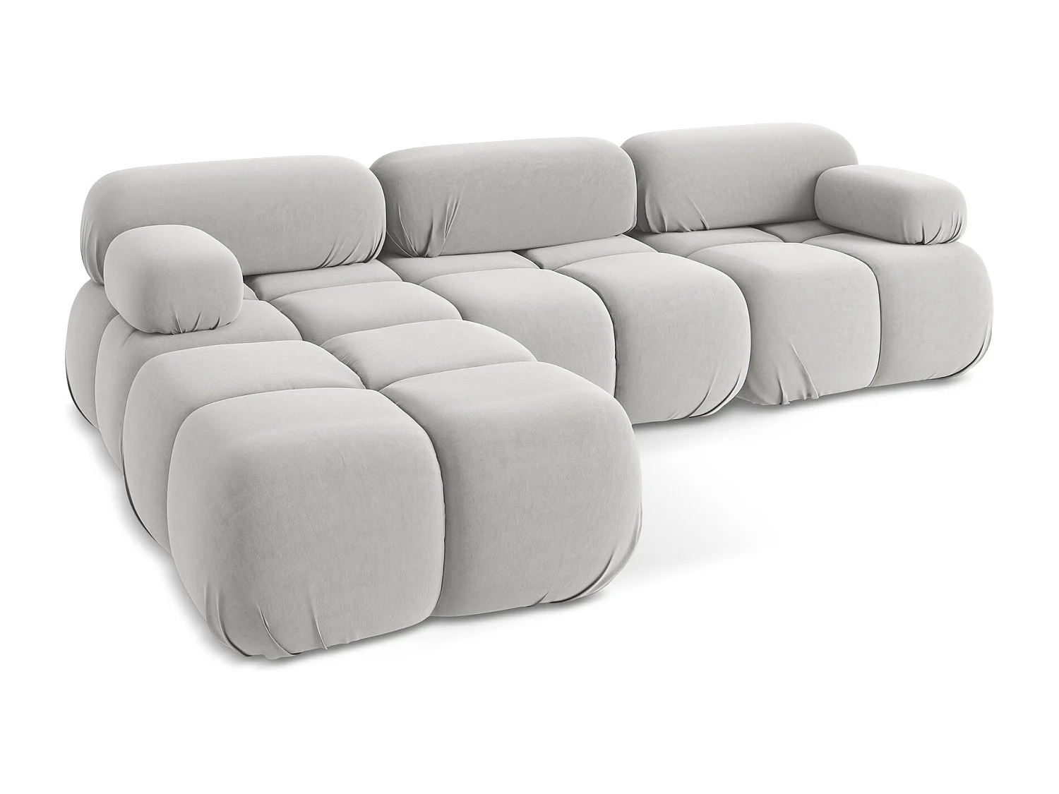 Modulares Ecksofa Beidseitig - Reversibel - Samt - Silber - LOKUA