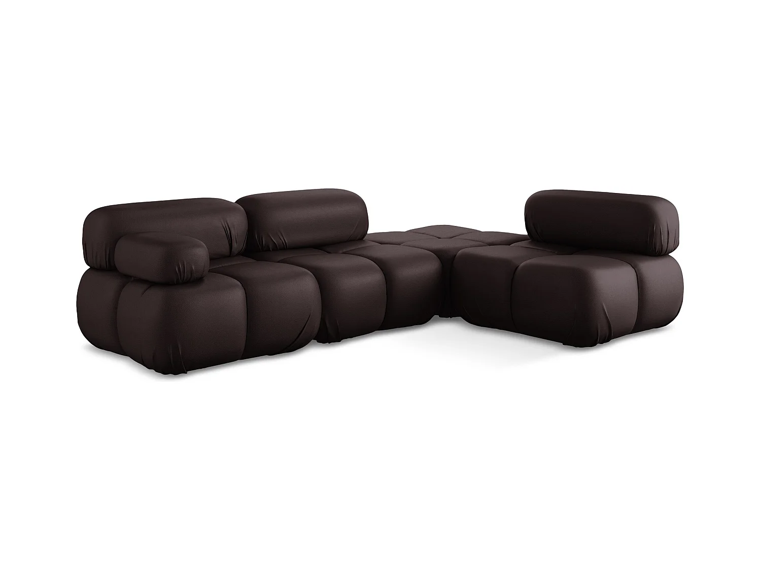 Canapé d'angle modulaire droit en Cuir artificiel - prune - LOKUA