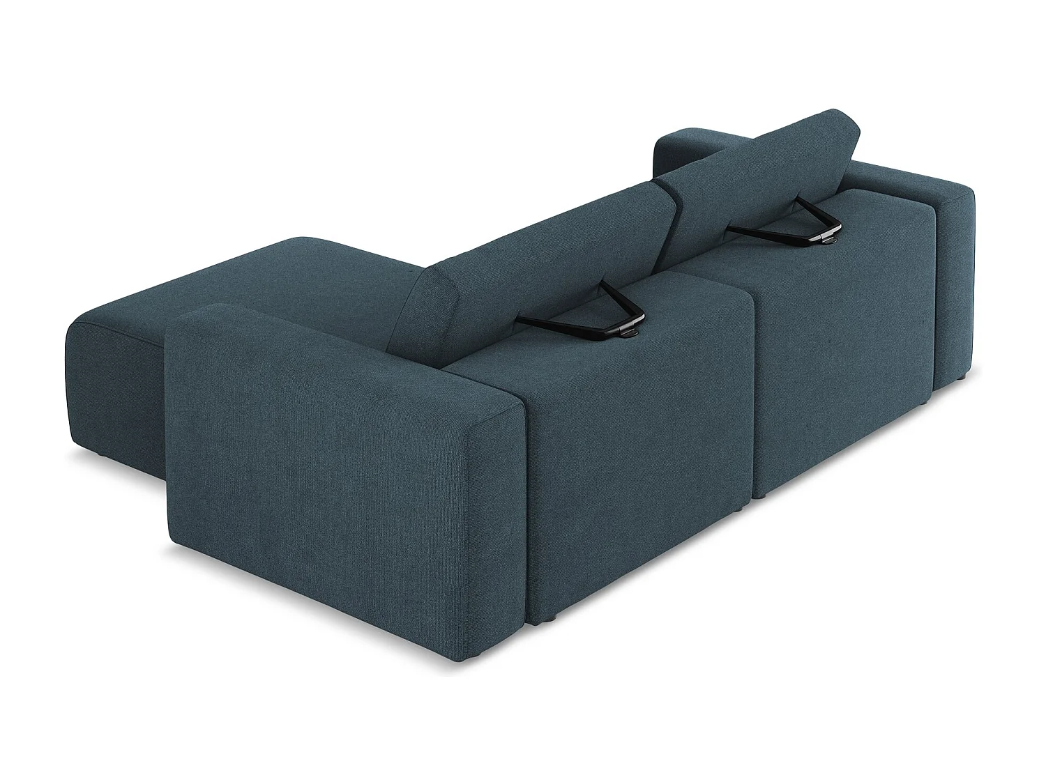 3-Sitzer Modulares Ecksofa - Ecke Rechts - Strukturstoff - Jeans - KALEA