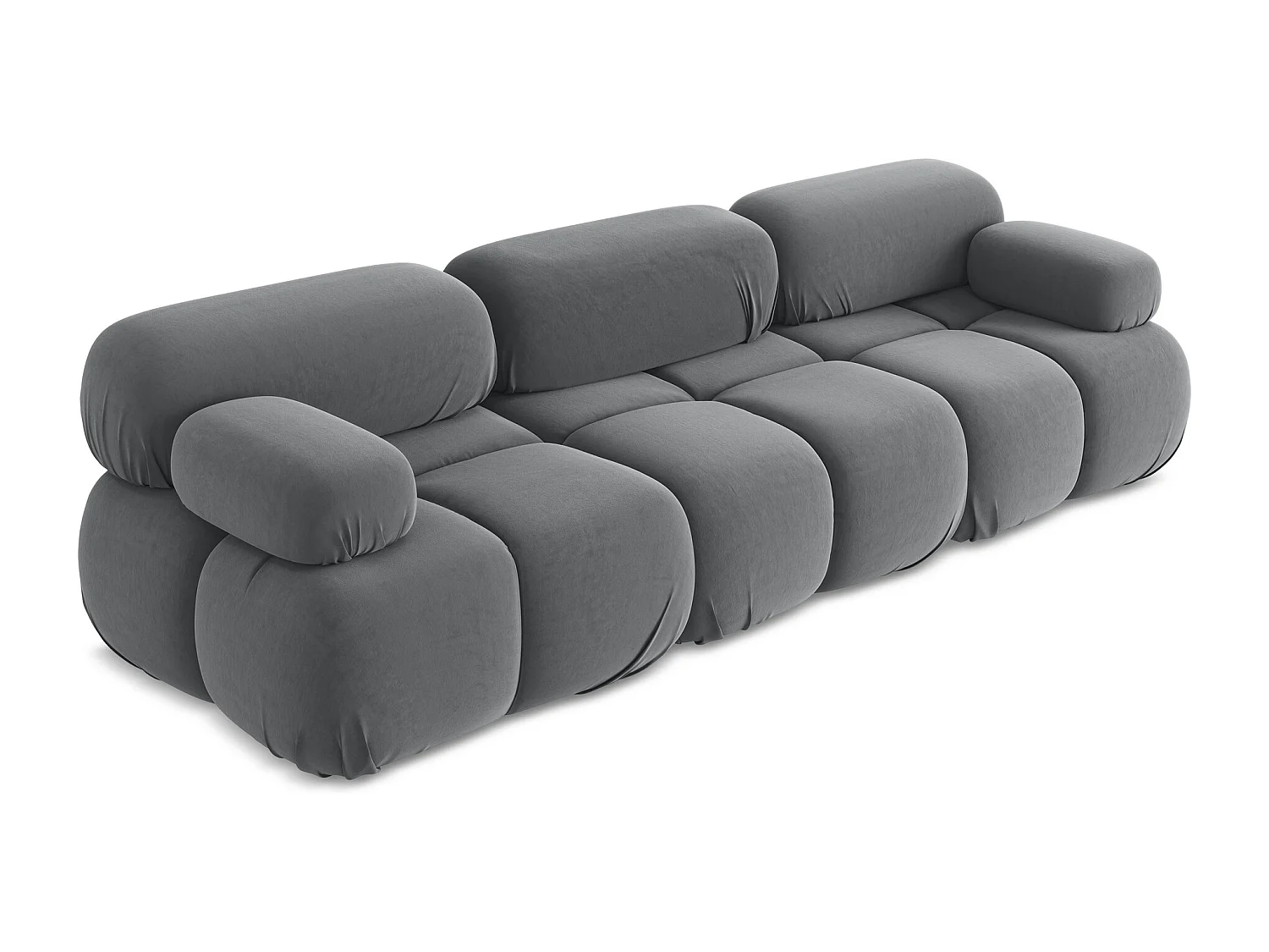 Modulares 3-Sitzer Sofa - - Samt - Stahl - LOKUA