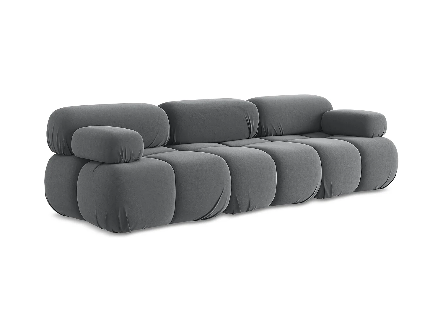 Canapé modulable 3 places en Samt - acier - LOKUA