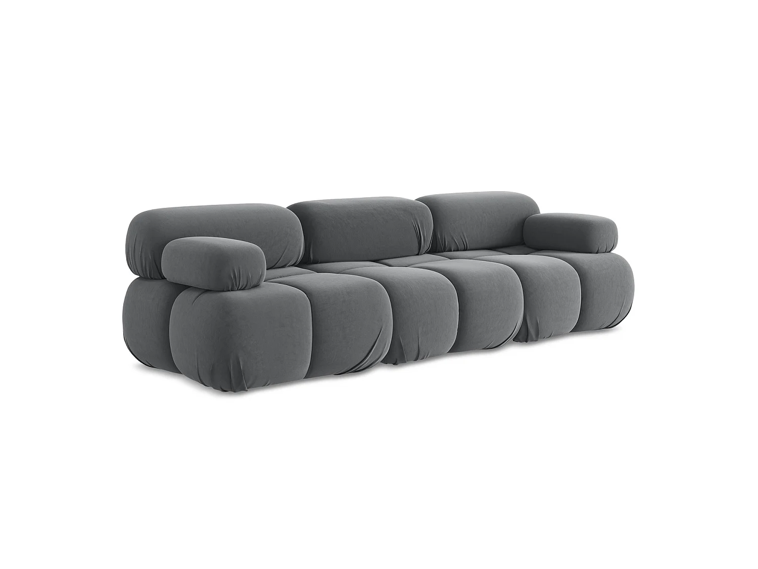 Modulares 3-Sitzer Sofa - - Samt - Stahl - SANREMO