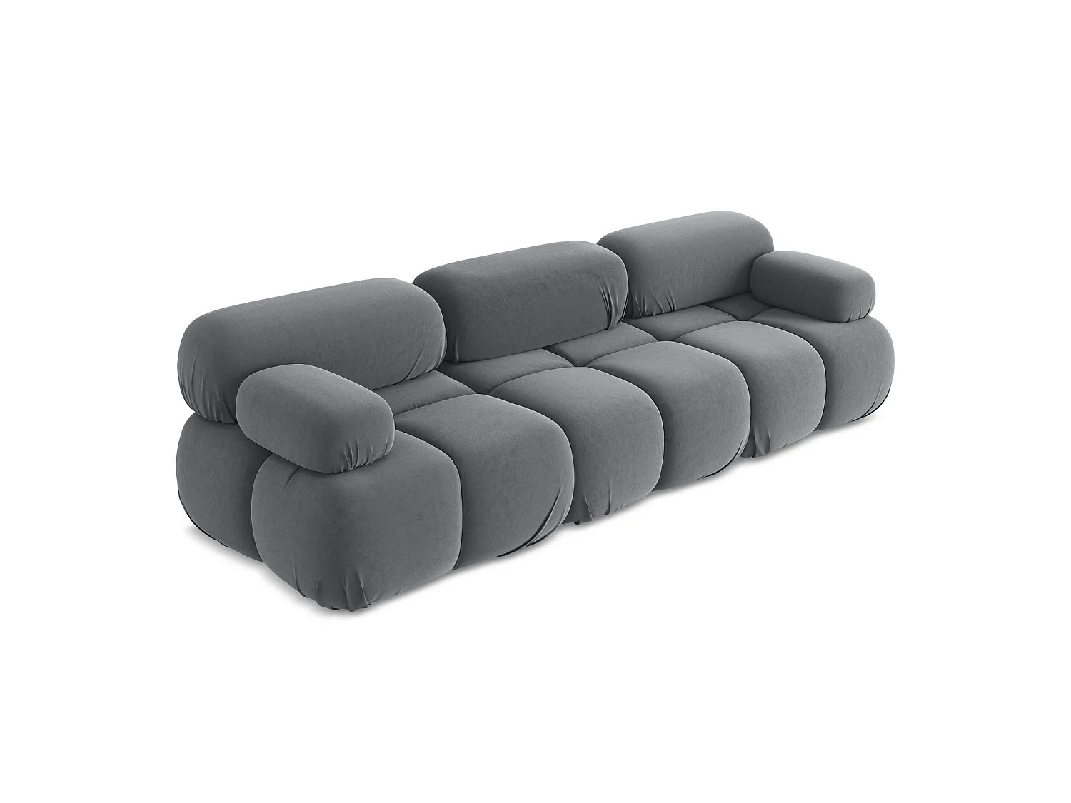 Modulares 3-Sitzer Sofa - - Samt - Stahl - SANREMO