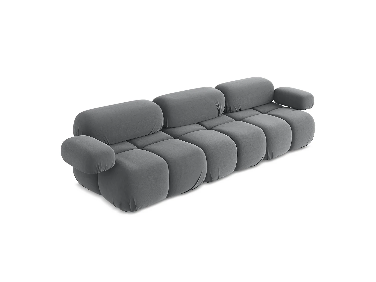 Modulares 3-Sitzer Sofa - - Samt - Stahl - SANREMO
